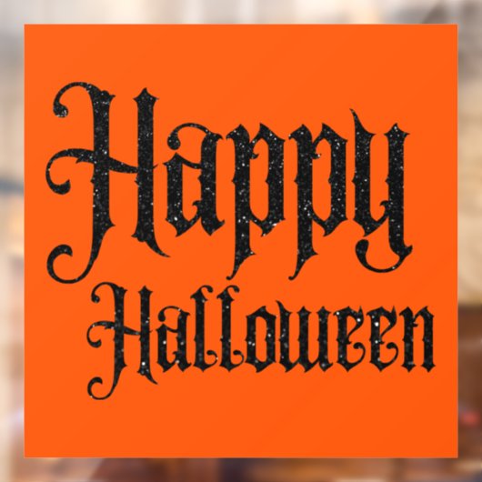 Black Glitter Happy Halloween Raamsticker (Vel 2)