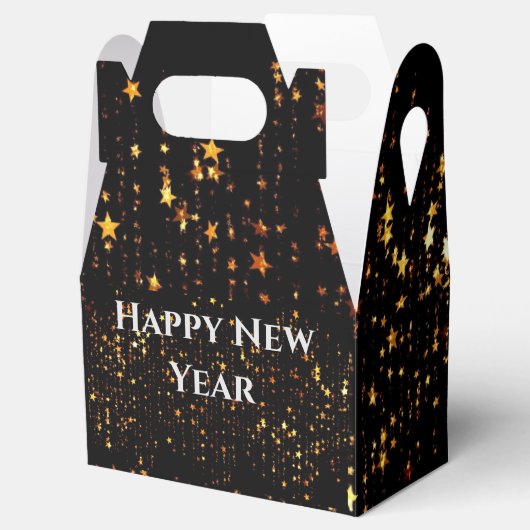 Black Glitter Happy Nieuwjaar Bedankdoosjes (Geopend)