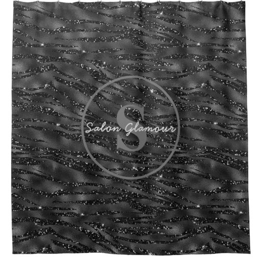 Black Glitter Het Elegance Ensemble Douchegordijn (Voorkant)