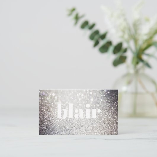 Black Glitter Holographic Iridescent Make-up Visitekaartje (Staand voorkant)