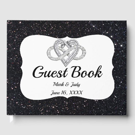 Black Glitter Infinity Heart Gastenboek (Voorkant)