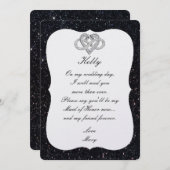 Black Glitter Infinity Heart, gemaakt van edelacht Kaart (Voorkant / Achterkant)