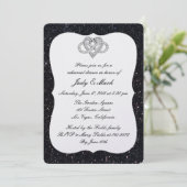 Black Glitter Infinity Heart Rehearsal Dinner Kaart (Staand voorkant)