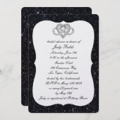 Black Glitter Infinity Heart Vrijgezellenfeest Inv Kaart (Voorkant / Achterkant)
