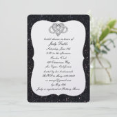 Black Glitter Infinity Heart Vrijgezellenfeest Inv Kaart (Staand voorkant)