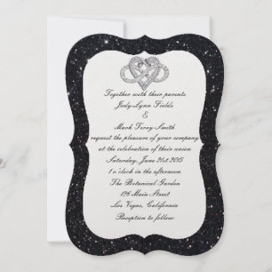 Black Glitter Infinity Heart Weddenschap Kaart