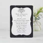Black Glitter Infinity Heart Weddenschap Kaart (Staand voorkant)