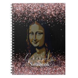  Black Glitter Leonardo Da Vinci Gioconda Notitieboek