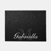 Black Glitter Monogram Deurmat (Voorkant)