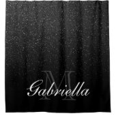Black Glitter Monogram Douchegordijn (Voorkant)