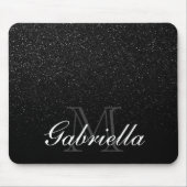 Black Glitter Monogram Muismat (Voorkant)