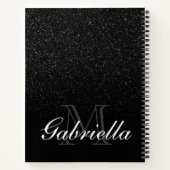 Black Glitter Monogram Notitieboek (Achterkant)