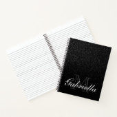Black Glitter Monogram Notitieboek (Binnen)