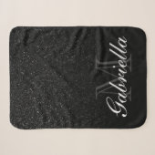Black Glitter Monogram Sherpa Deken (Voorkant (horizontaal))