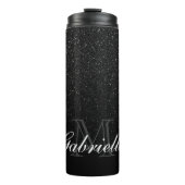Black Glitter Monogram Thermosbeker (Voorkant)