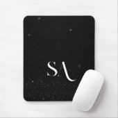 Black Glitter Mousepad met aangepaste Initialen Muismat (Met muis)