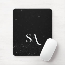 Black Glitter Mousepad met aangepaste Initialen Muismat