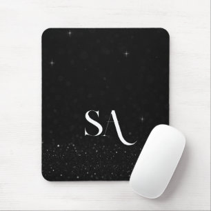 Black Glitter Mousepad met aangepaste Initialen Muismat