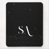 Black Glitter Mousepad met aangepaste Initialen Muismat (Voorkant)