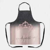 Black Glitter Ombre Roos Gold Tiara Diamonds Schort (Voorkant)