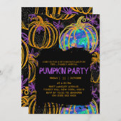 Black | Glitter Pumpkin Halloween Kaart (Voorkant / Achterkant)