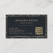Black Glitter QR-code Elegant Visitekaartje (Achterkant)