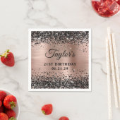 Black Glitter Rose Gold Foil 21st Birthday Servet (Insitu)