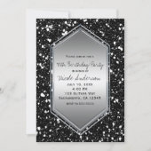 Black Glitter Silver Glam Verjaardagsfeest Elk Eve Kaart (Voorkant)