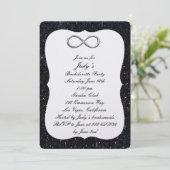 Black Glitter Silver Infinity Bachelorette Party Kaart (Staand voorkant)