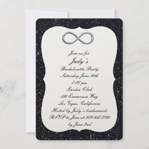 Black Glitter Silver Infinity Bachelorette Party Kaart