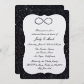 Black Glitter Silver Infinity Rehearsal Dinner Kaart (Voorkant / Achterkant)