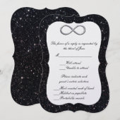 Black Glitter Silver Infinity Response Kaart (Voorkant / Achterkant)
