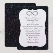 Black Glitter Silver Infinity Wedding Invitation Kaart (Voorkant / Achterkant)