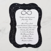 Black Glitter Silver Infinity Wedding Invitation Kaart (Voorkant / Achterkant)