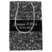 Black Glitter- Sla de datum op Medium Cadeauzakje (Voorkant)