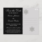 Black Glitter Snowflakes Save the Date Briefkaart (Achterkant)