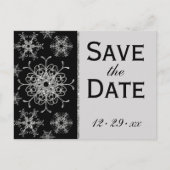 Black Glitter Snowflakes Save the Date Briefkaart (Voorkant)