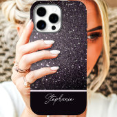 Black Glitter Sparkle Aangepaste naam Case-Mate iPhone Case