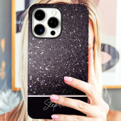 Black Glitter Sparkle Aangepaste naam Case-Mate iPhone Case