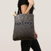 Black Glitter Sparkle Glam Company Business Logo Tote Bag (Dichtbij)