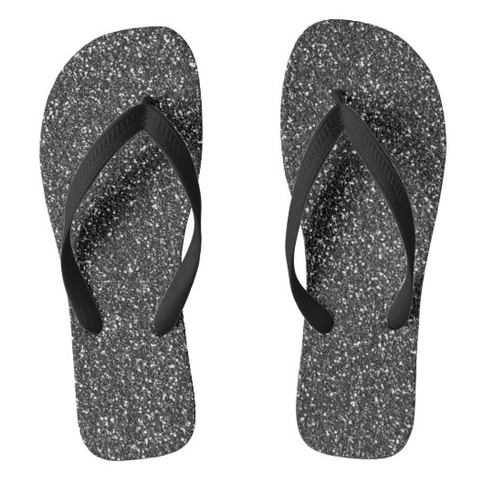 Black Glitter Sparkle Glam Teenslippers (Voetbed)