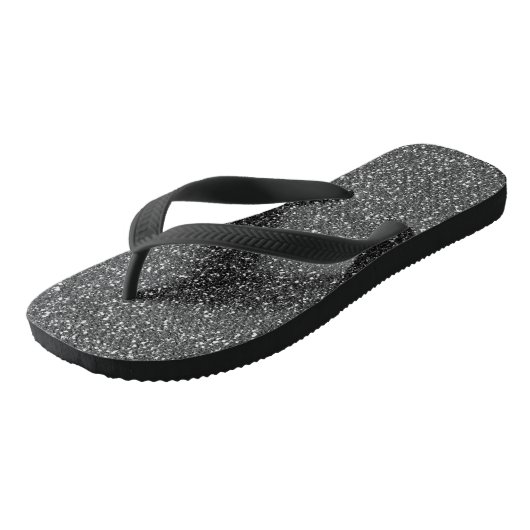 Black Glitter Sparkle Glam Teenslippers (Schuin)