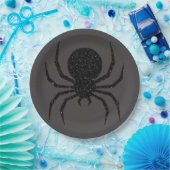 Black Glitter Spider Halloween Papieren Bordje (Feest)
