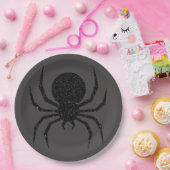 Black Glitter Spider Halloween Papieren Bordje (Feest)