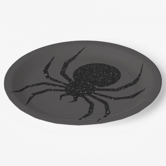 Black Glitter Spider Halloween Papieren Bordje (Gekanteld)