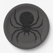 Black Glitter Spider Halloween Papieren Bordje (Voorkant)