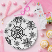 Black Glitter Spiderweb Halloween Papieren Bordje (Feest)