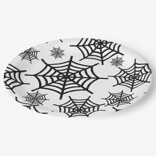 Black Glitter Spiderweb Halloween Papieren Bordje (Gekanteld)