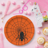 Black Glitter Spiderweb Halloween Papieren Bordje (Feest)