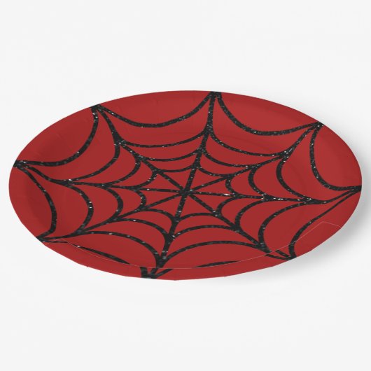 Black Glitter Spiderweb Papieren Bordje (Gekanteld)